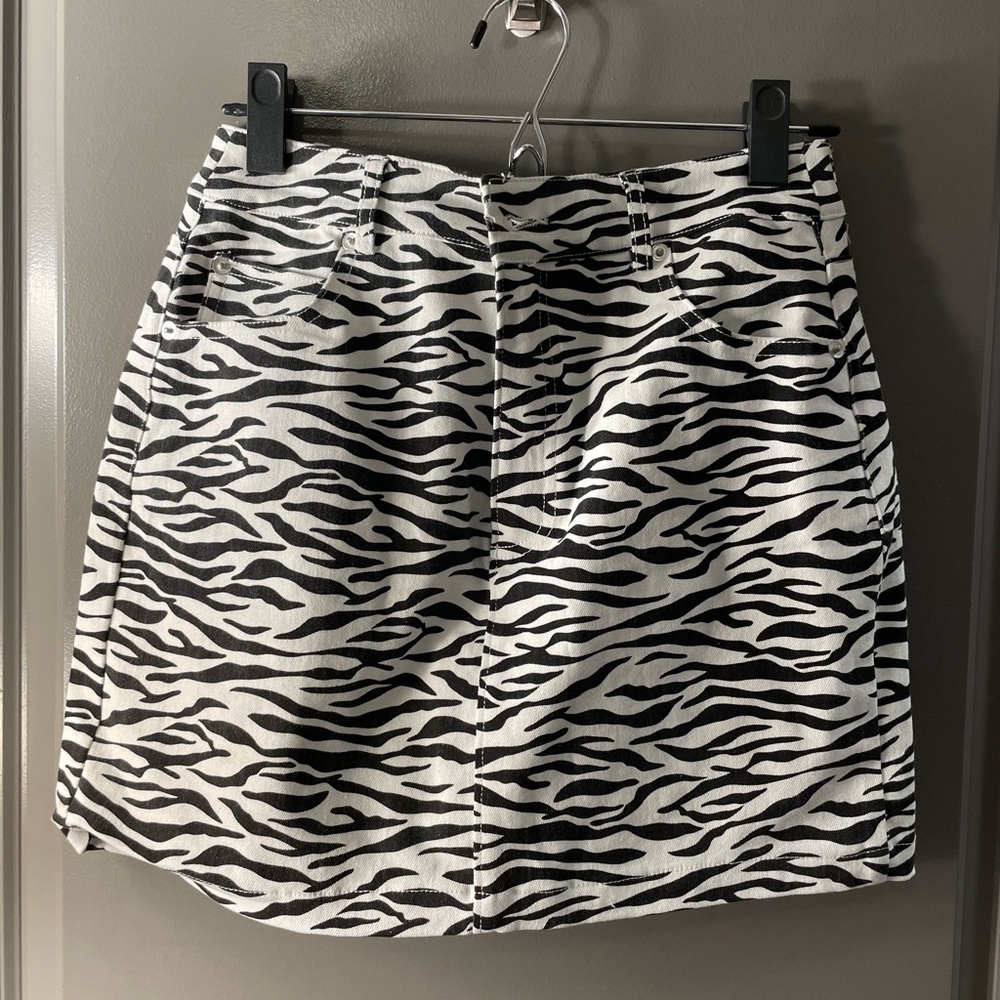 Cotton Candy LA zebra denim skirt